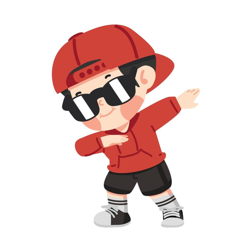 Kid boy posing as dab cartoon vector