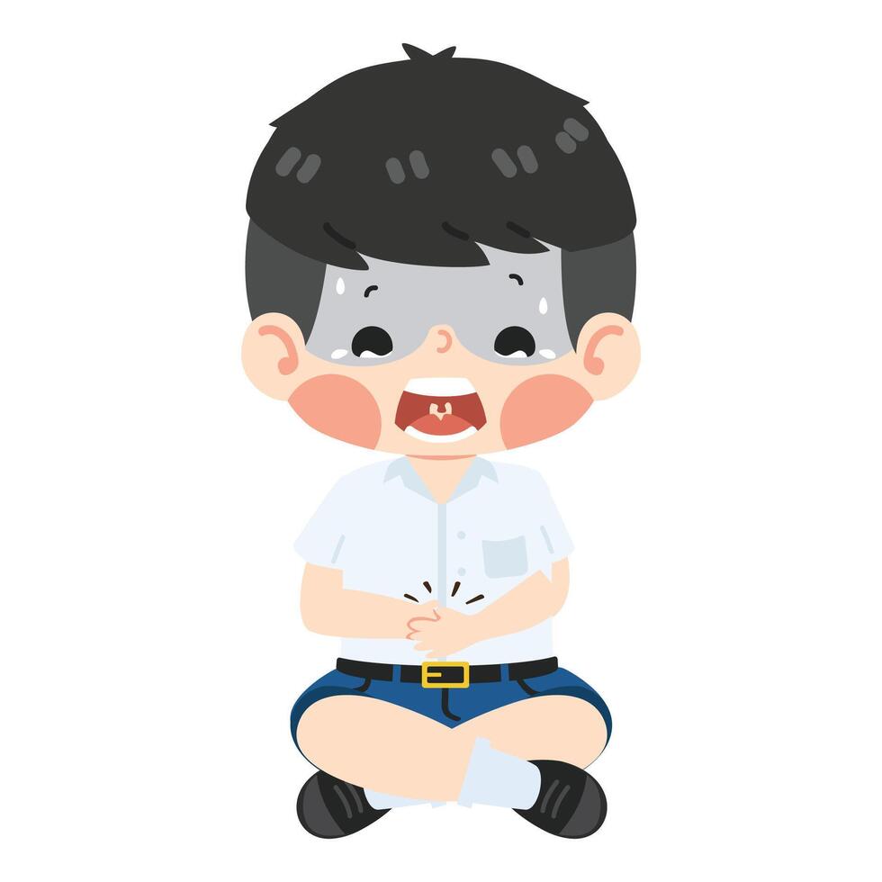 Kid boy having stomachache vector