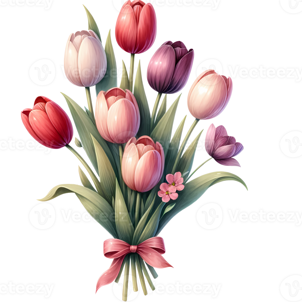 AI generated Bouquet of tulips for engagement, marriage, or wedding and valentine day png