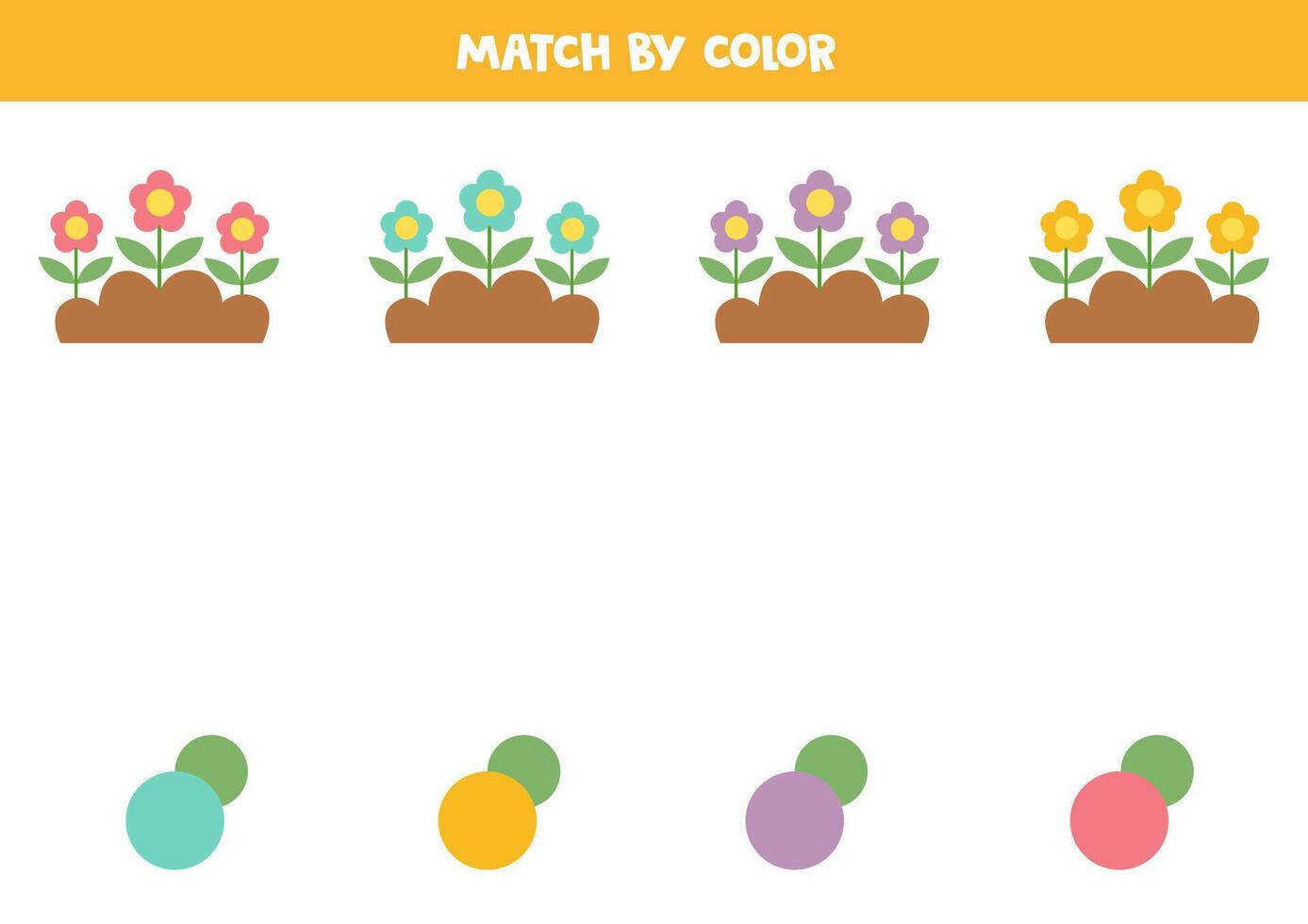 Match flowers and butterflies by color. Matching game. vector