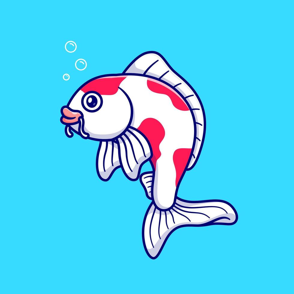 Cute Koi Fish Cartoon Vector Icon Illustration. Animal Nature Icon Concept Isolated Premium Vector. Flat Cartoon Style