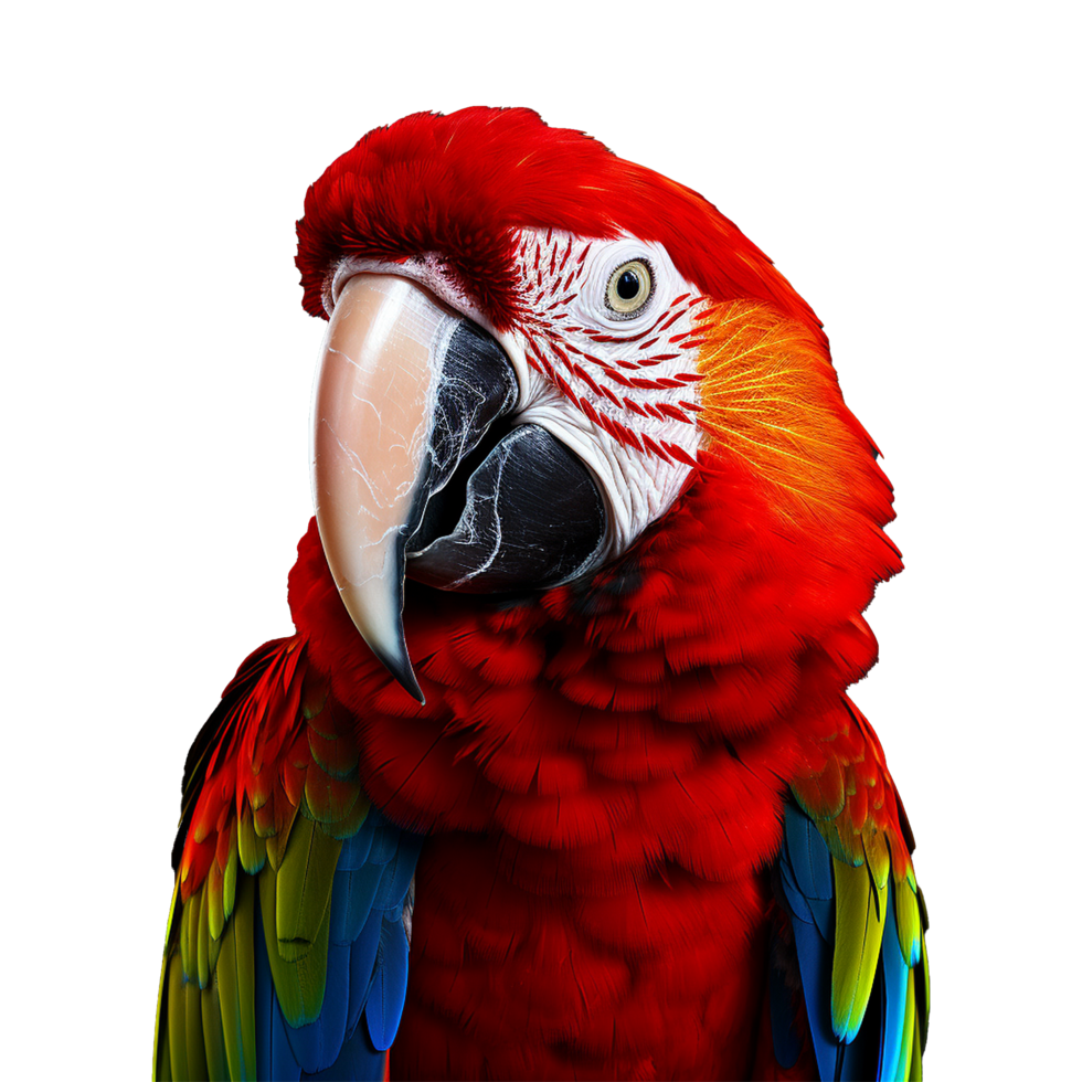 AI generated Macaw parrot on a branch set isolated on transparent background png