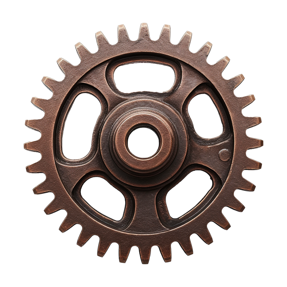 AI generated Rusty old cog wheel isolated on transparent background png