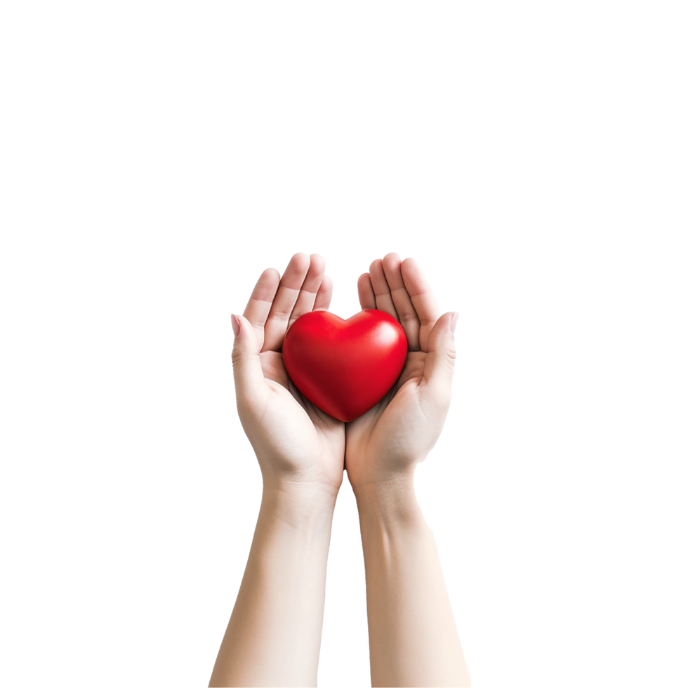AI generated Hands holding a heart png isolated on transparent background