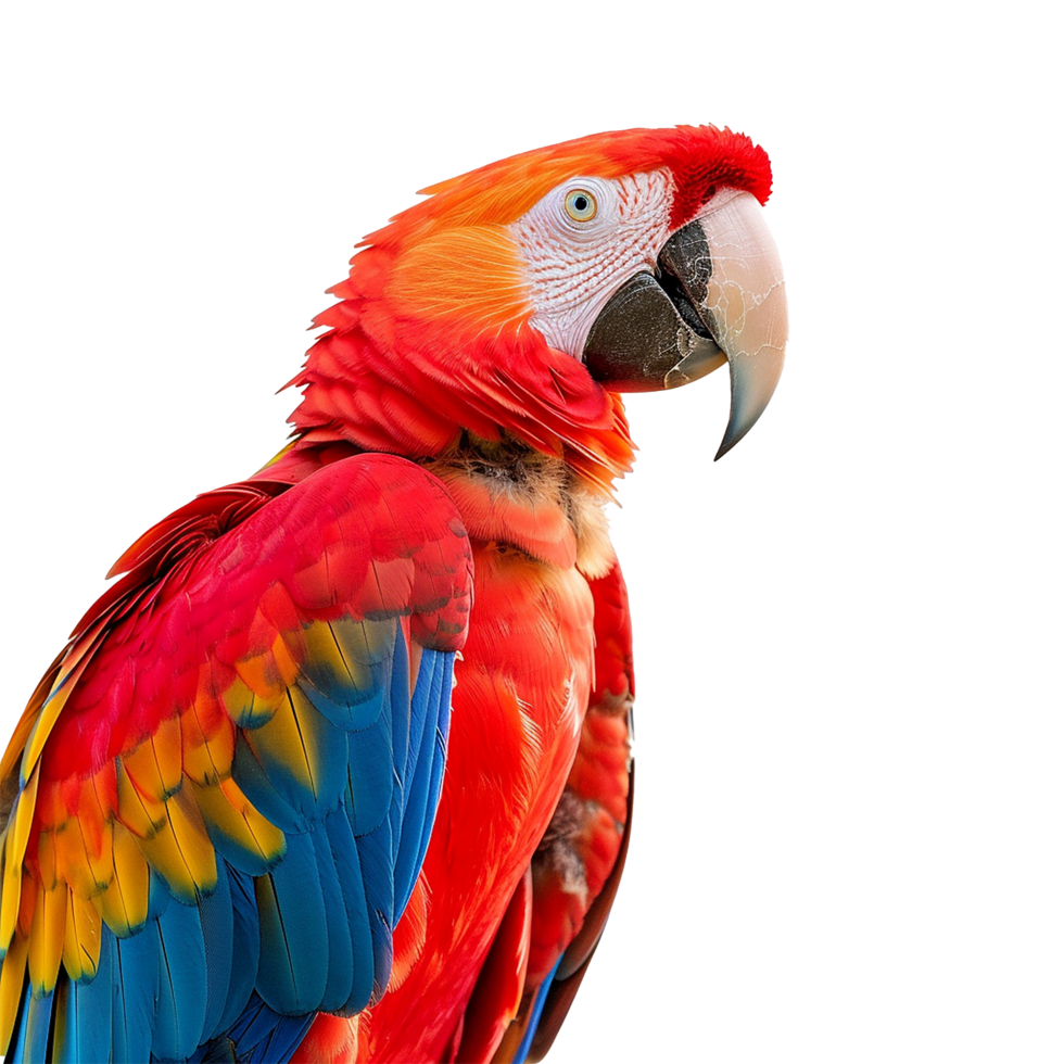AI generated Macaw parrot on a branch set isolated on transparent background png