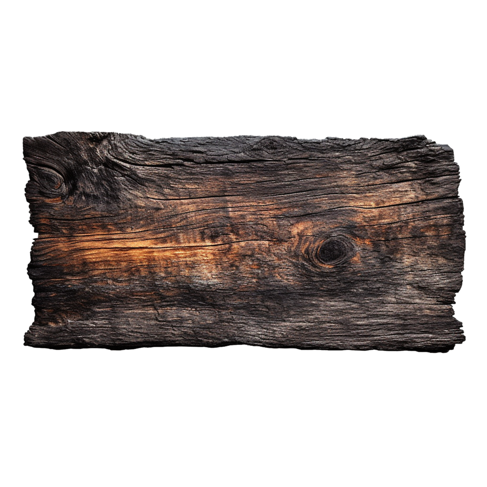 AI generated Burnt wooden plank png isolated on transparent background