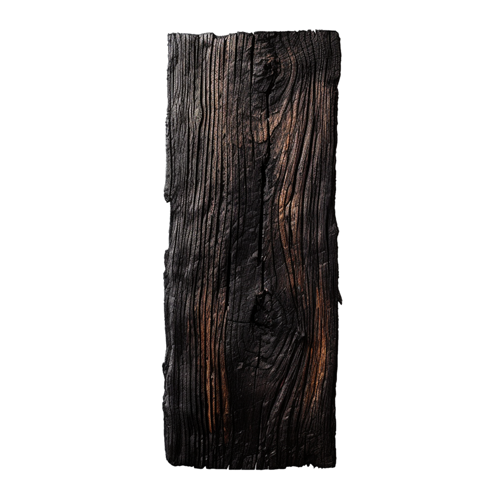 AI generated Burnt wooden plank png isolated on transparent background