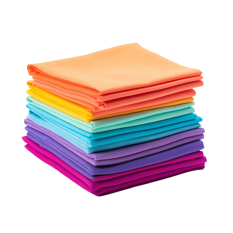 AI generated Pile of vibrant napkins png isolated on transparent background