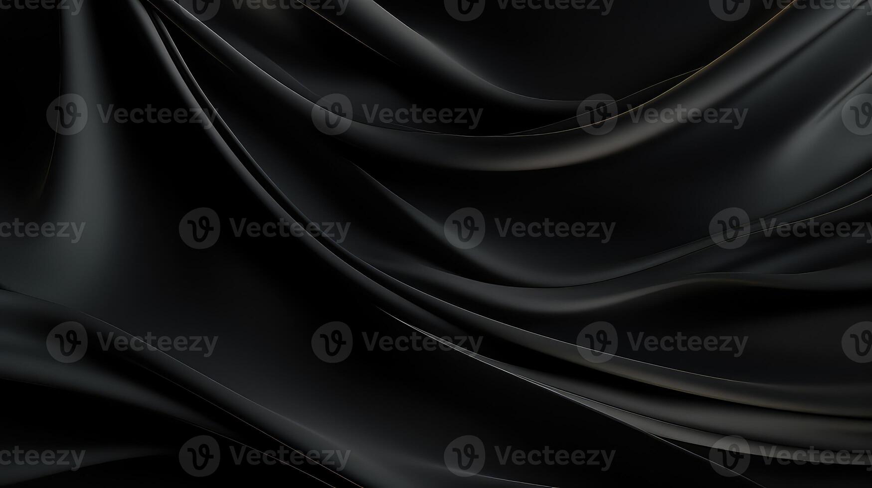 AI generated Black silk drapery fabric background. photo