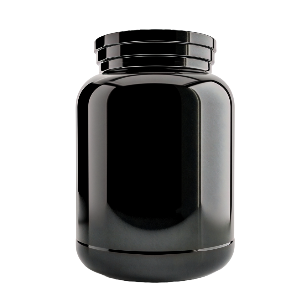 AI generated black plastic jar with lid isolated on transparent background png