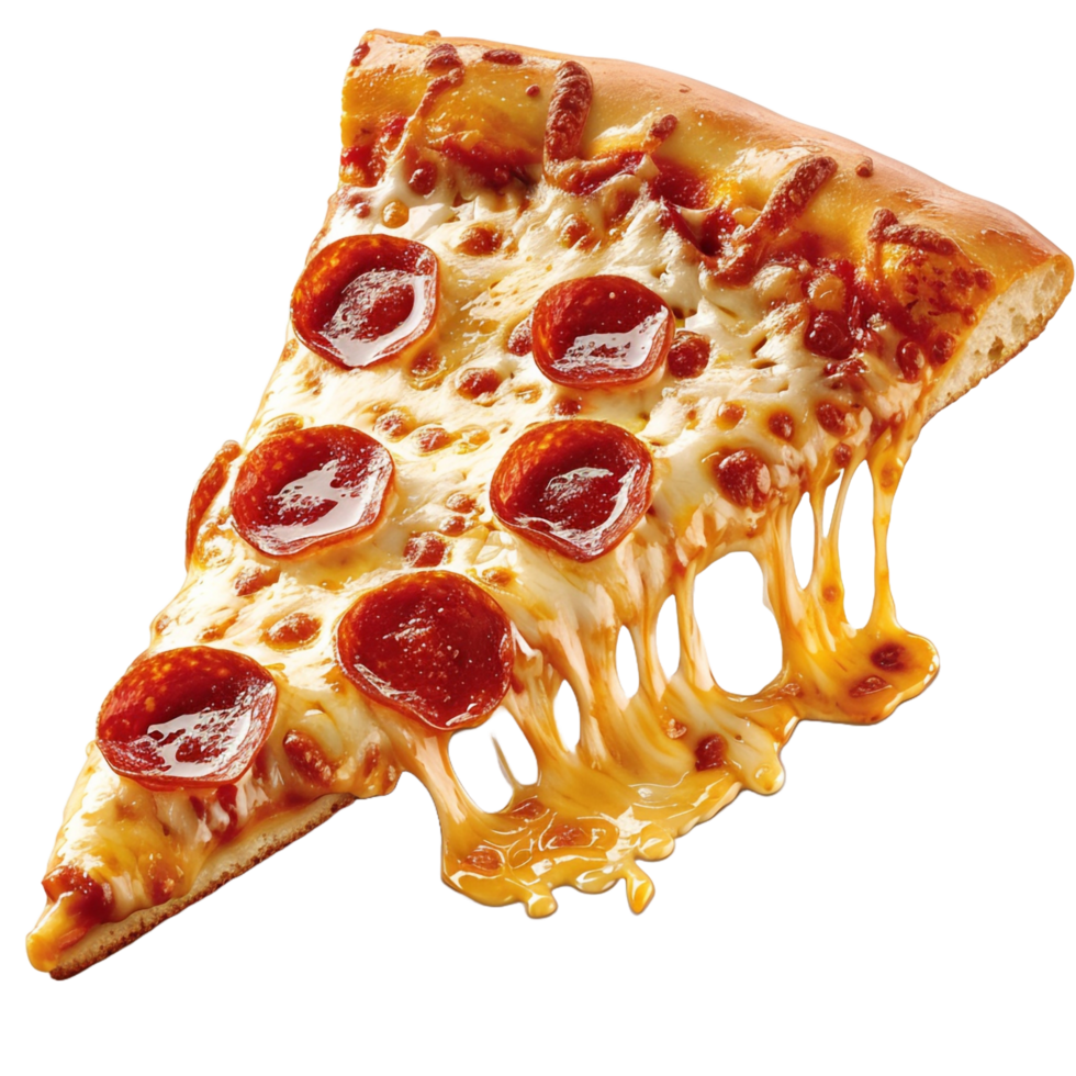 AI generated a slice of pizza is shown with melted cheese png