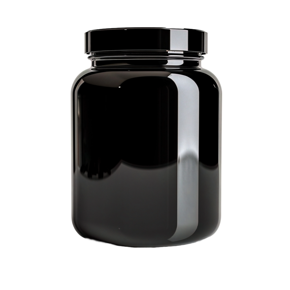 AI generated black plastic jar with lid isolated on transparent background png