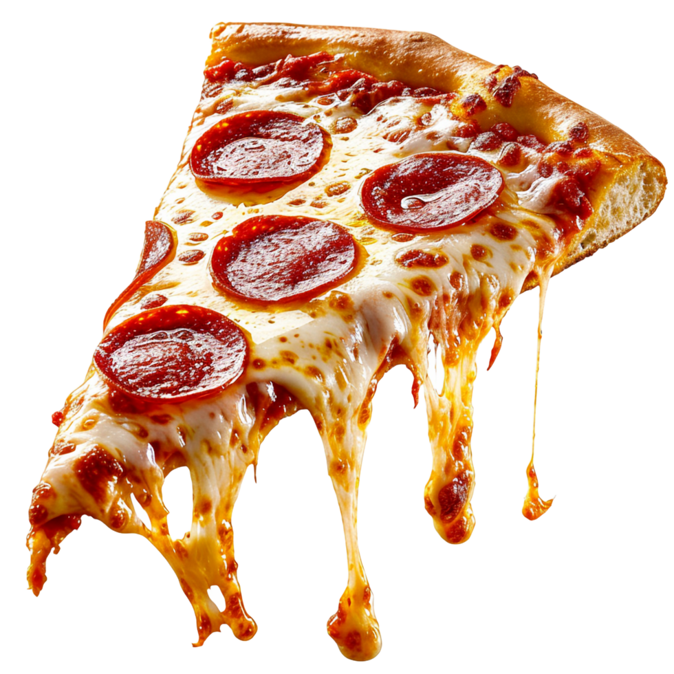 AI generated a slice of pizza is shown with melted cheese png