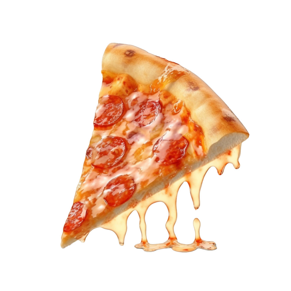 AI generated a slice of pizza is shown with melted cheese png