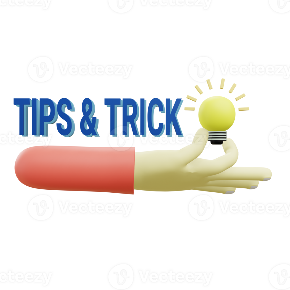 3 D illustration of tips and trick icon png