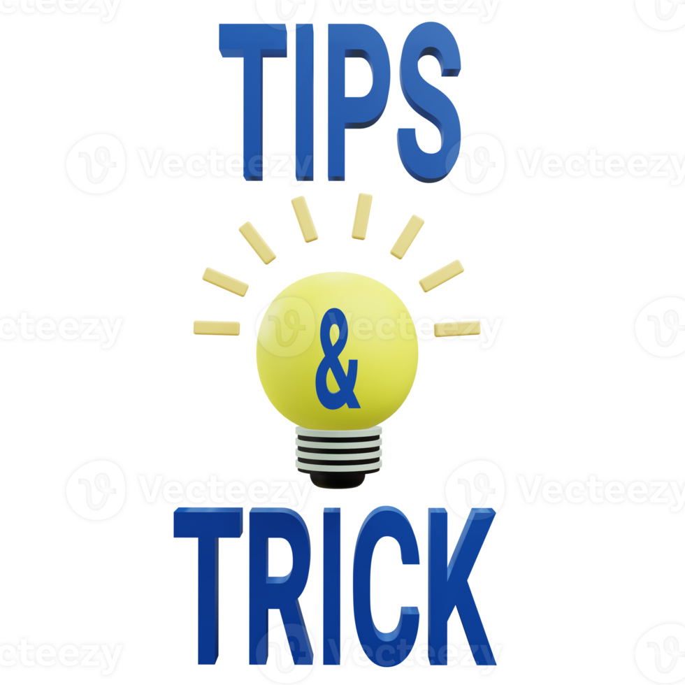 3 D illustration of tips and trick icon png