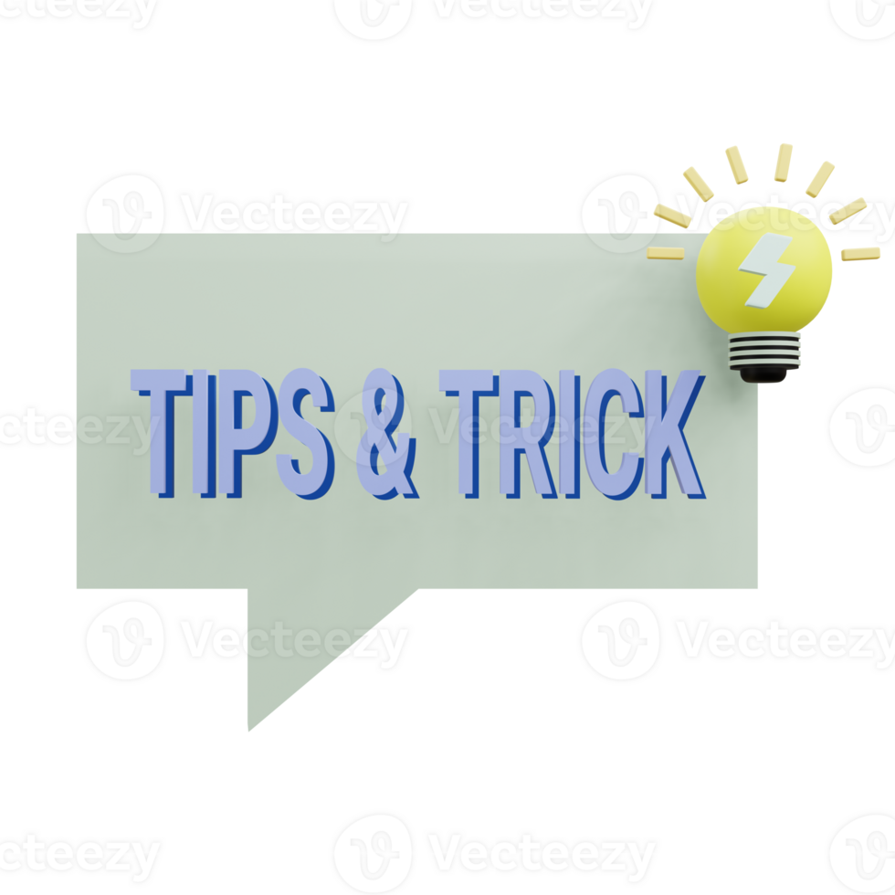 3 D illustration of tips and trick icon png