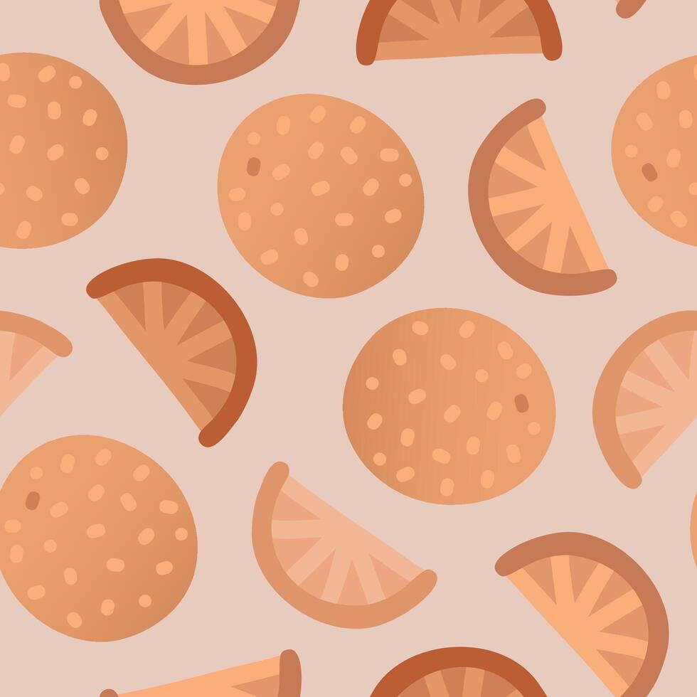 Orange fruit and slices pattern vector