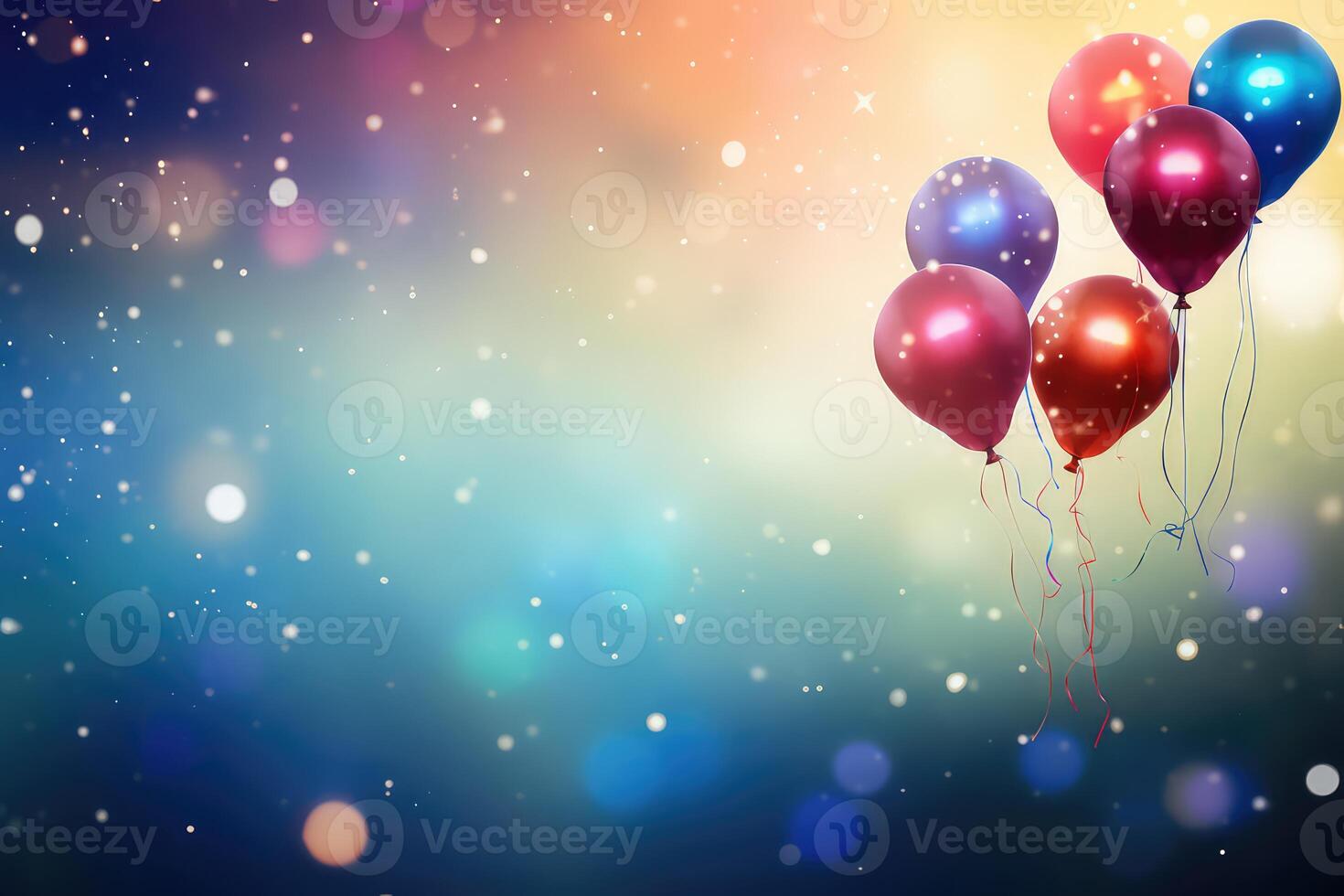 AI generated Colorful balloons and confetti birthday celebration background photo