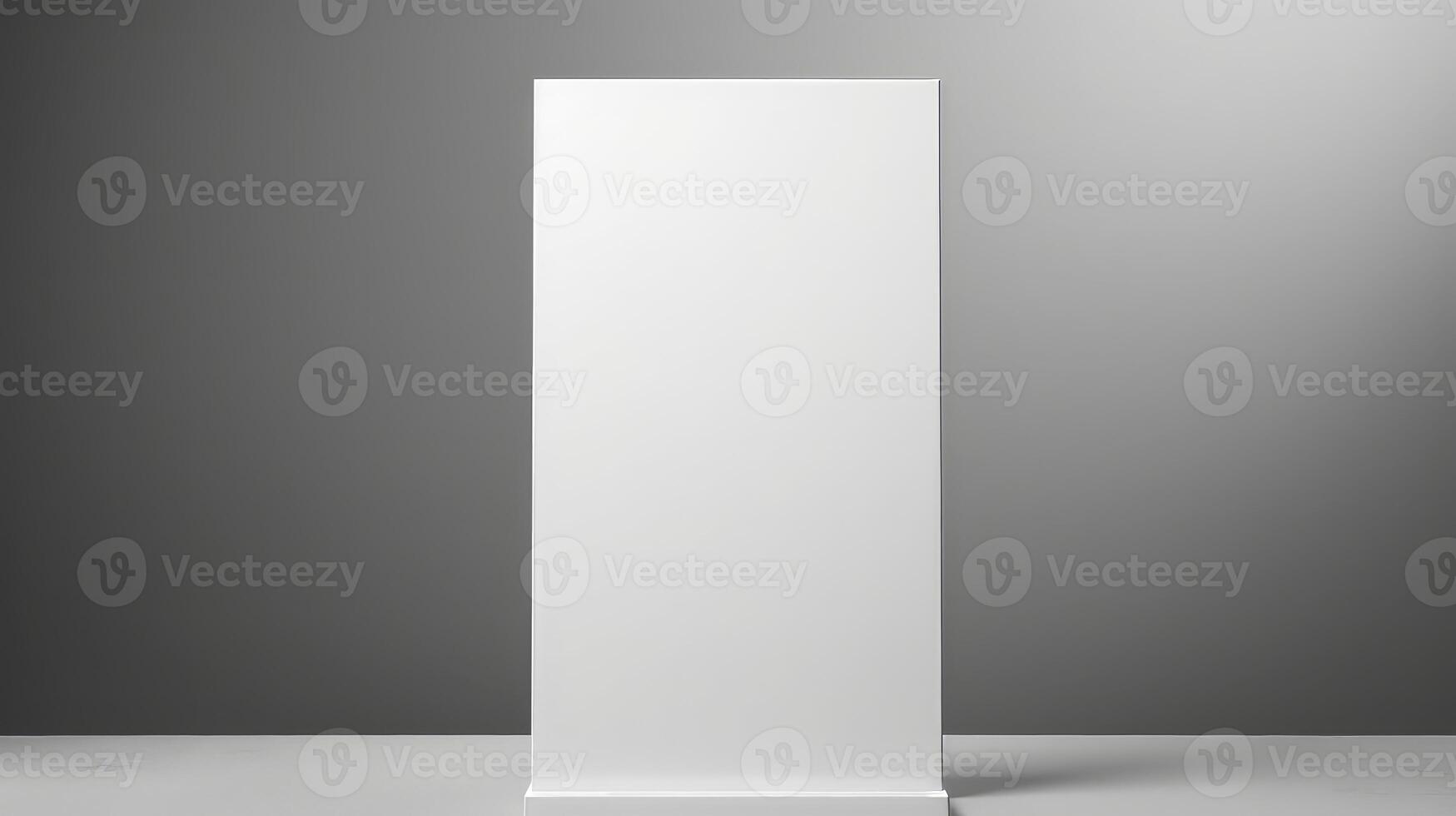 AI generated Blank roll up banner stand in grey room. photo