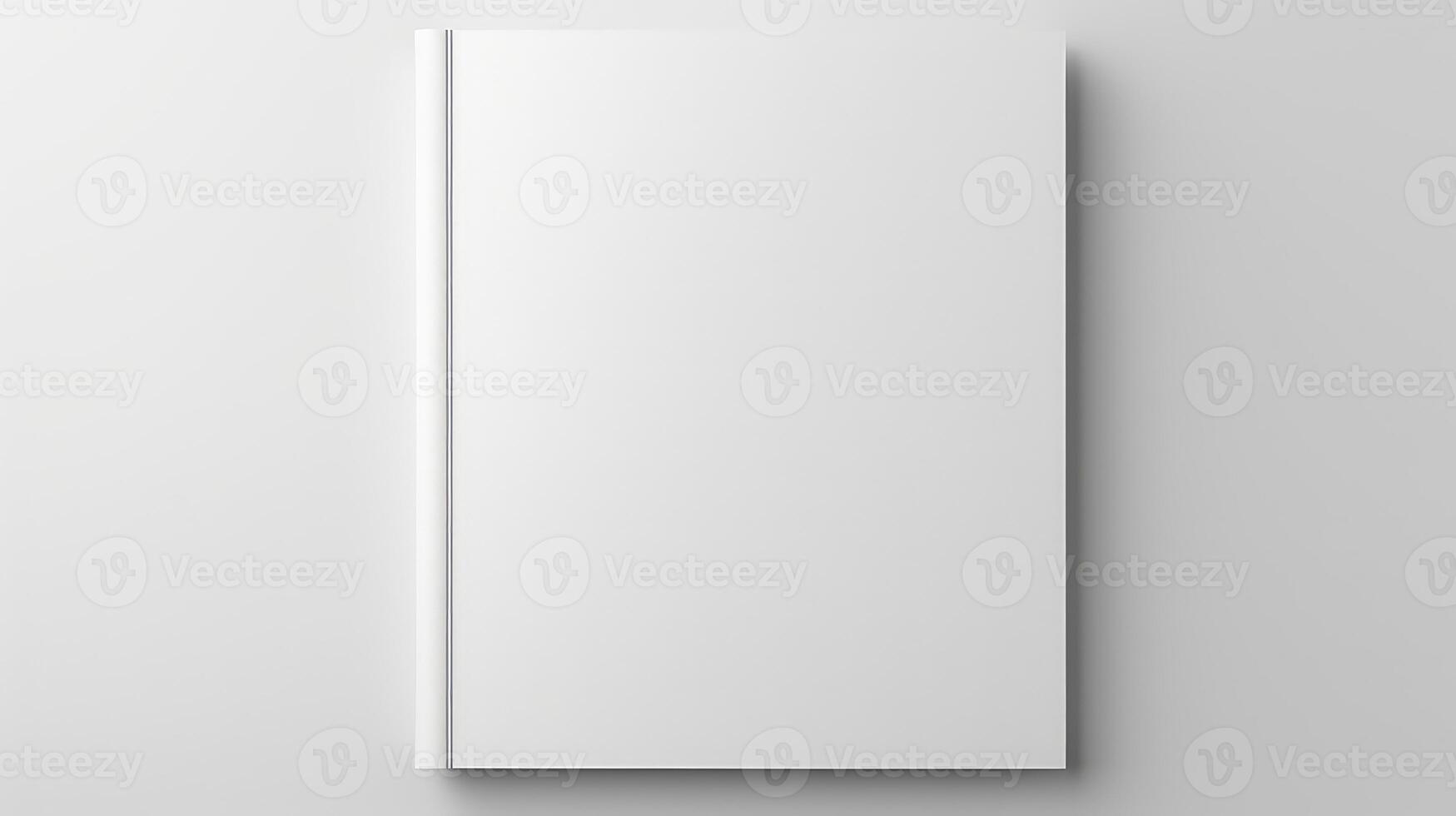 AI generated top view of white notebook mockup on grey background photo