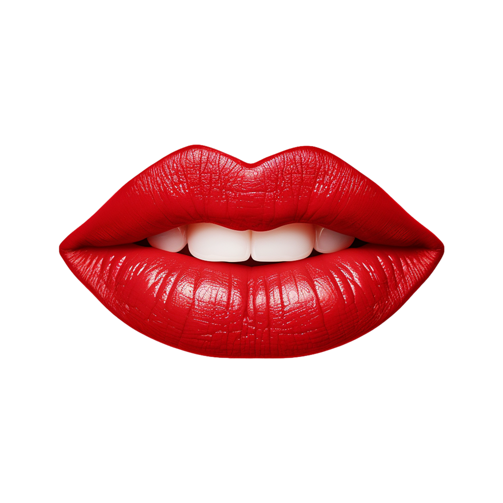 ai généré femelle rouge lèvres Couper en dehors sur transparent Contexte png