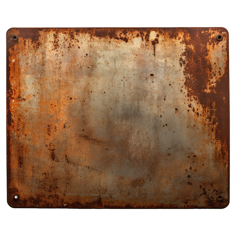 AI generated Rusty metal plate isolated on transparent background png