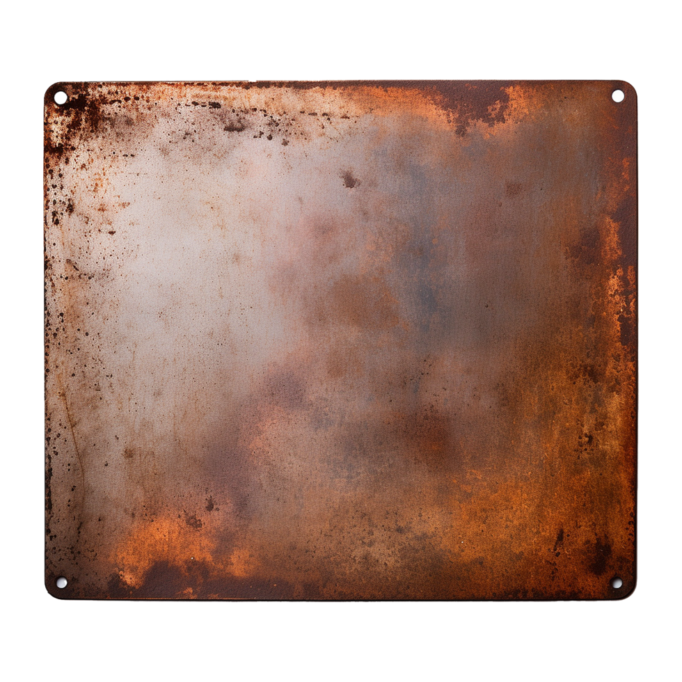 AI generated Rusty metal plate isolated on transparent background png