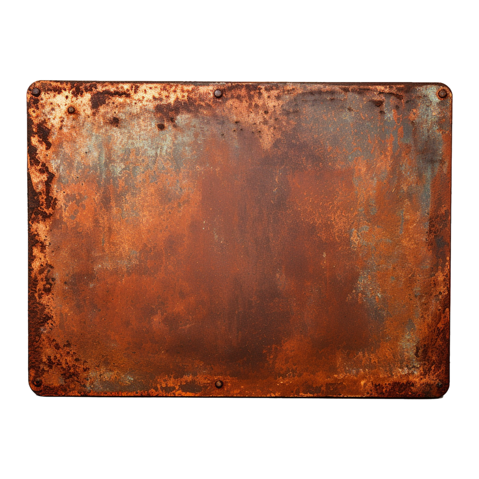 AI generated Rusty metal plate isolated on transparent background png