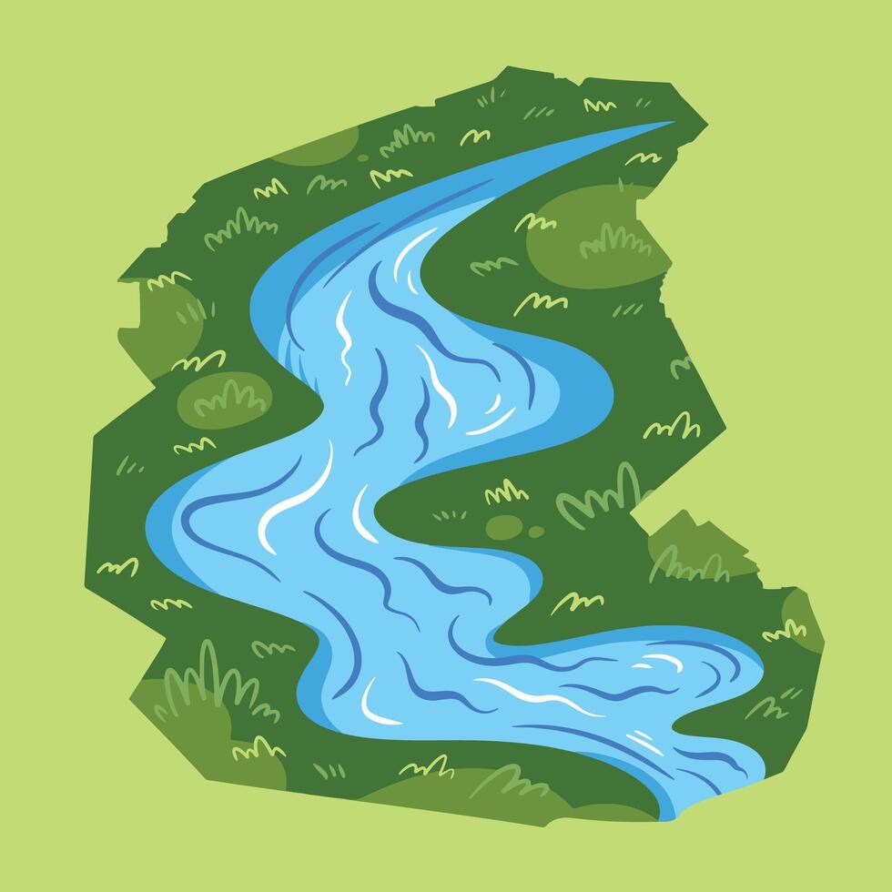 River water with green grass around it vector illustration isolated on ...