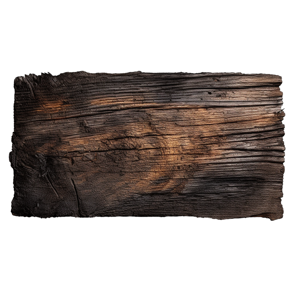 AI generated Burnt wooden plank png isolated on transparent background