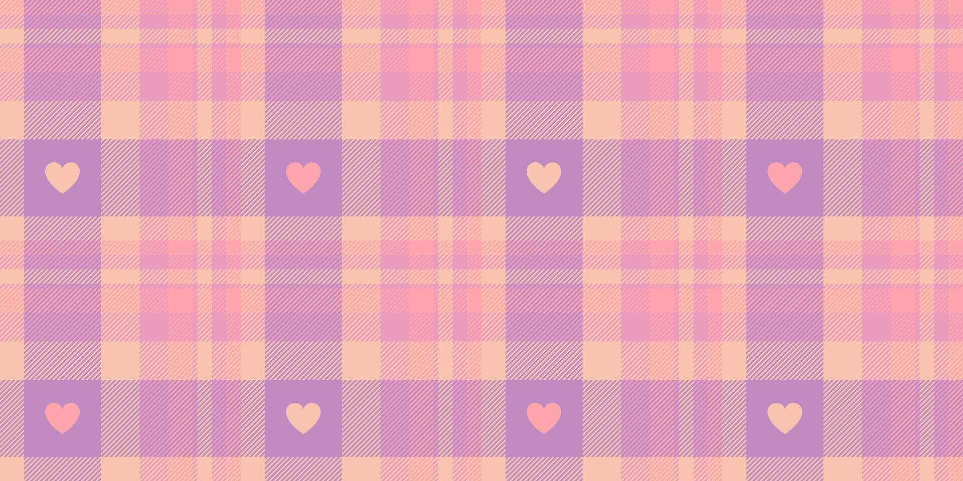 Gingham pattern with hearts. Seamless tartan vichy check plaid for gift card, wrapping paper, invitation on Valentines Day print vector