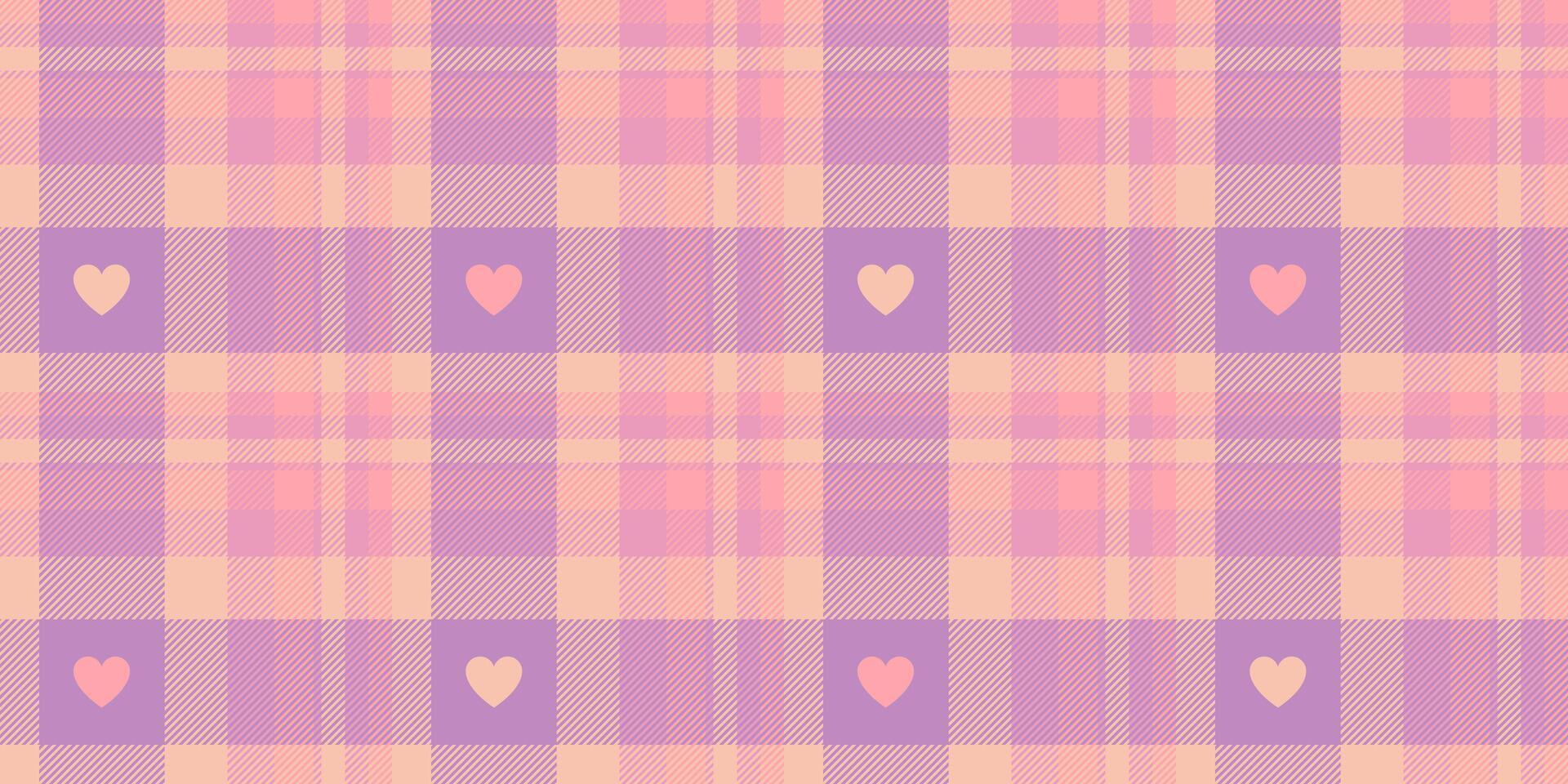 Gingham pattern with hearts. Seamless tartan vichy check plaid for gift card, wrapping paper, invitation on Valentines Day print vector