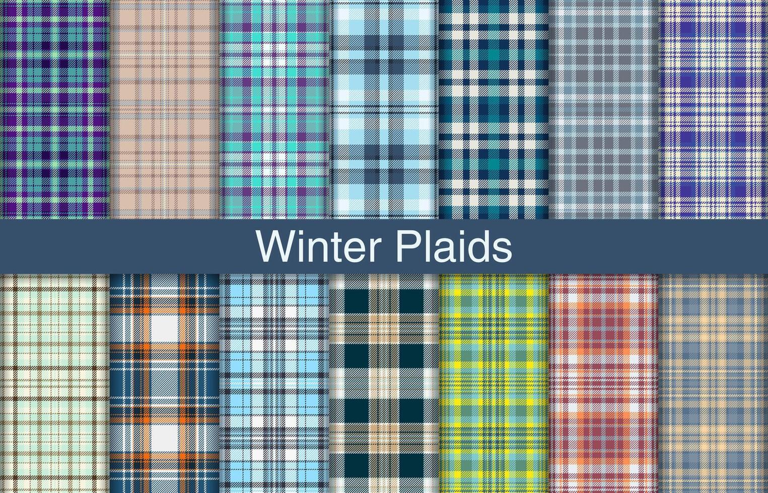 Winter plaid bundles, textile design, checkered fabric pattern for shirt, dress, suit, wrapping paper print, invitation and gift card. vector