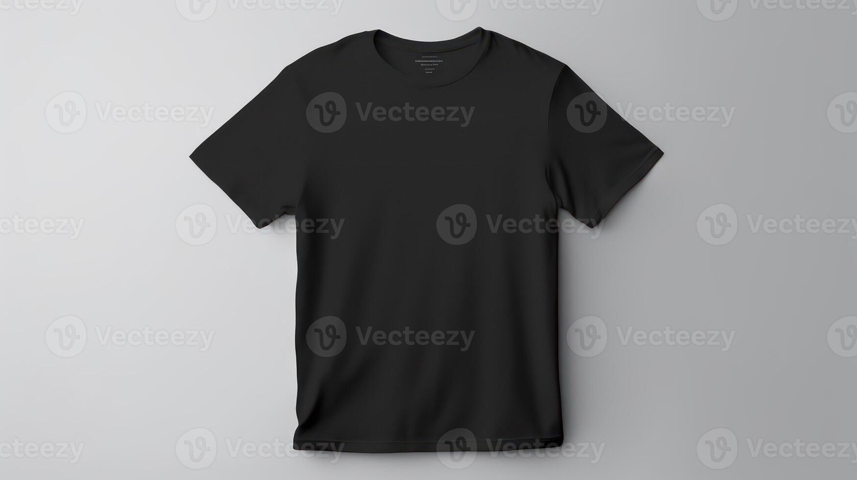 AI generated Black t-shirt mockup on grey background photo