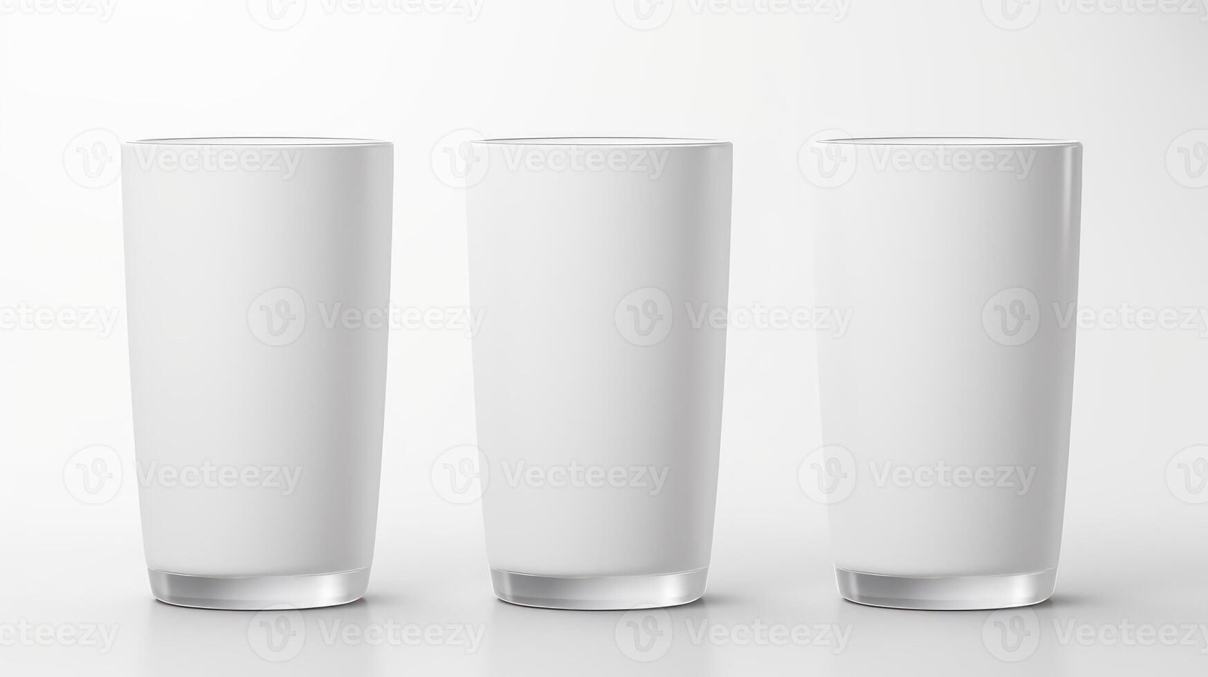 AI generated set of empty glass cups isolated on white background photo