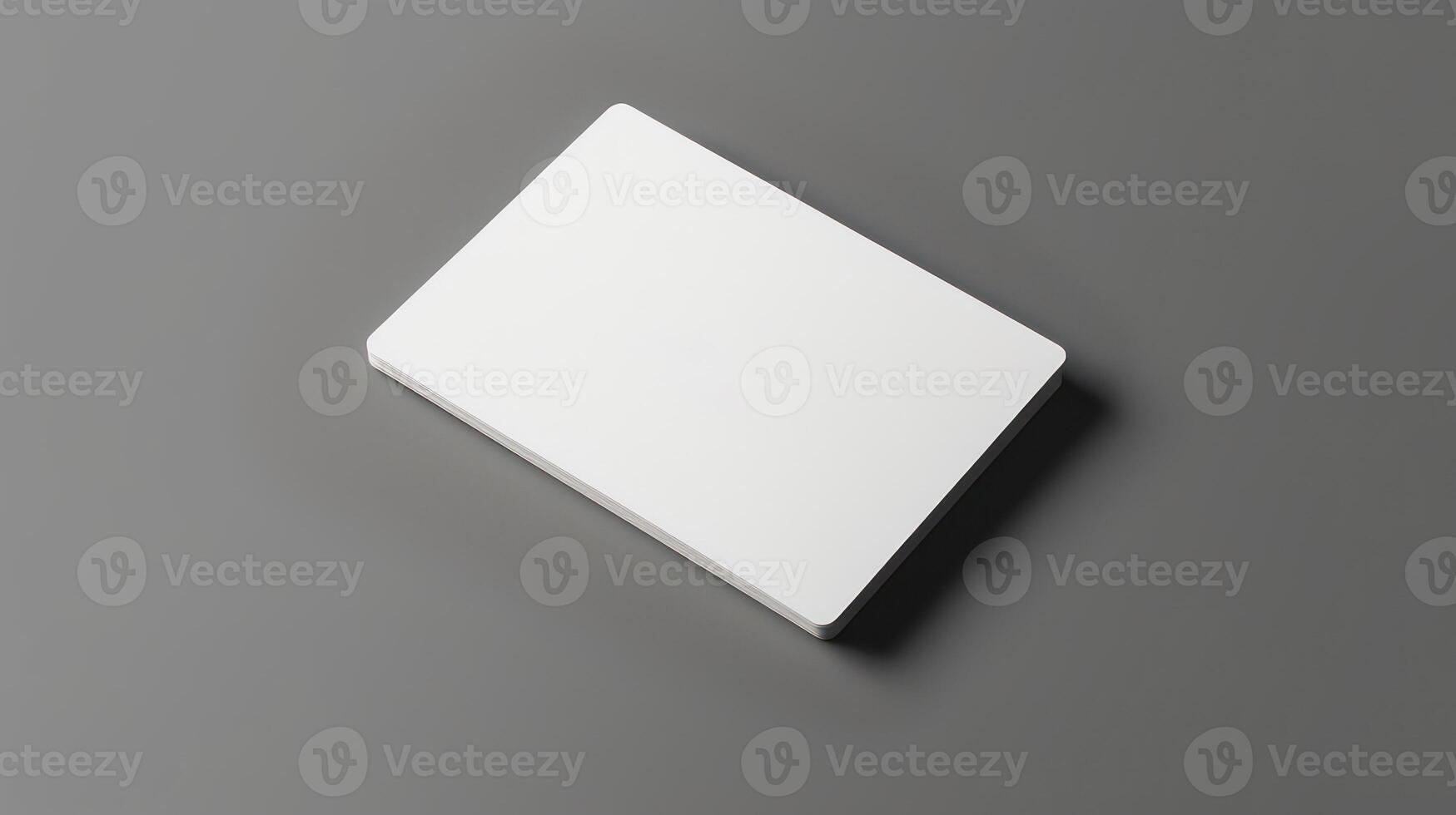 AI generated Blank Business card mockup on grey background photo