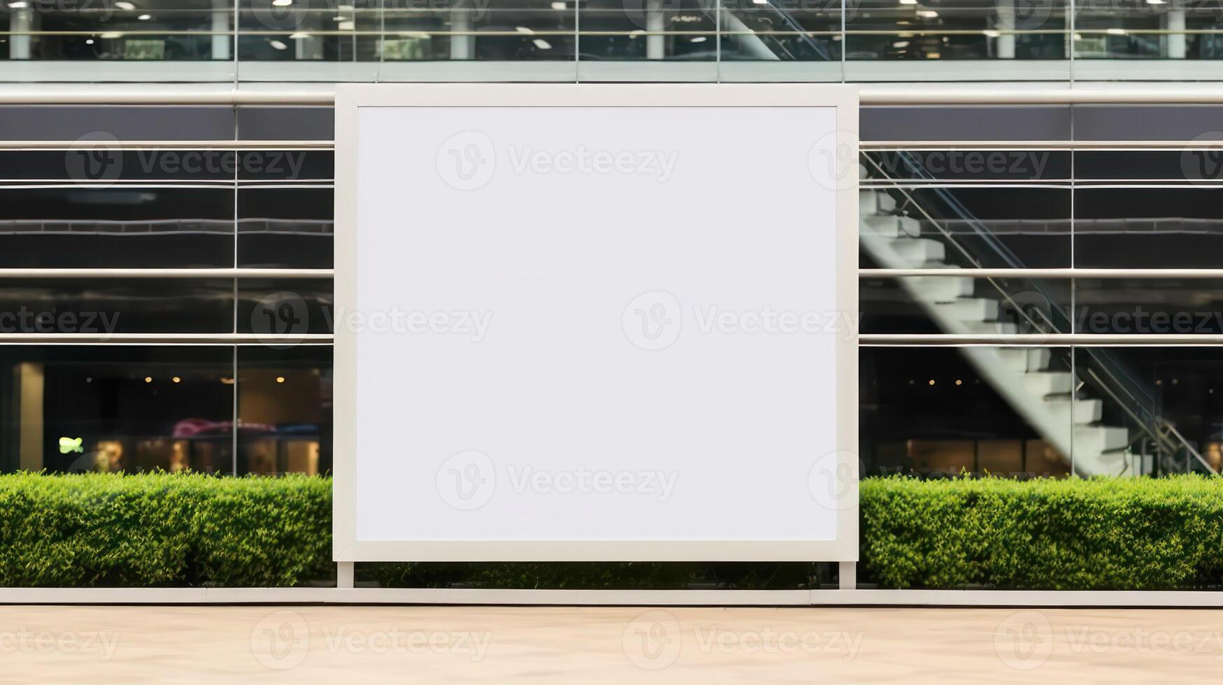 AI generated white bill board mockup on road photo