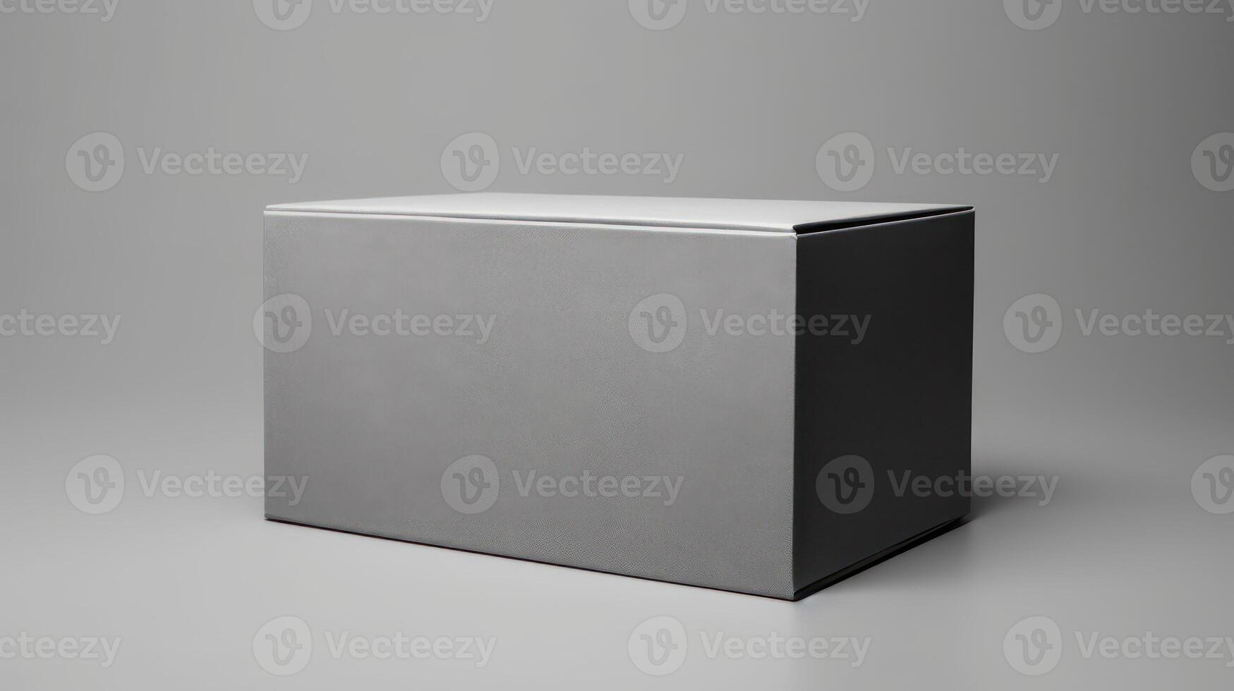 AI generated blank grey box mockup on grey background photo