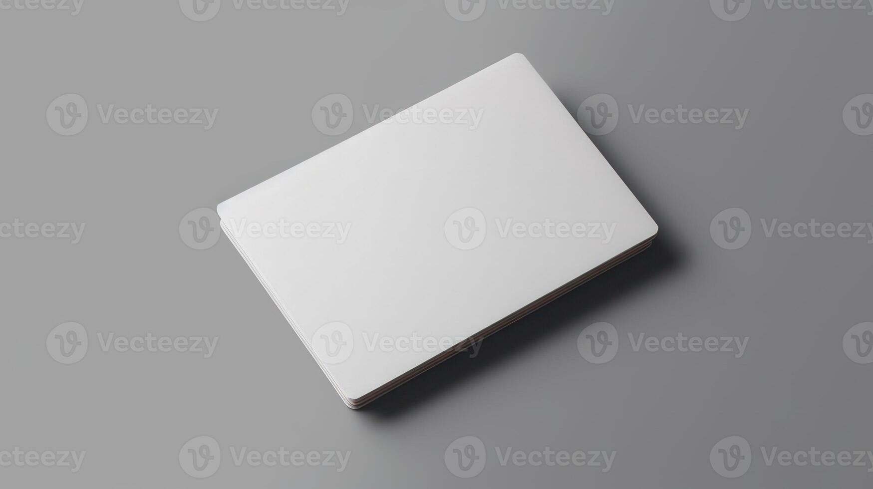 AI generated Blank Business card mockup on grey background photo