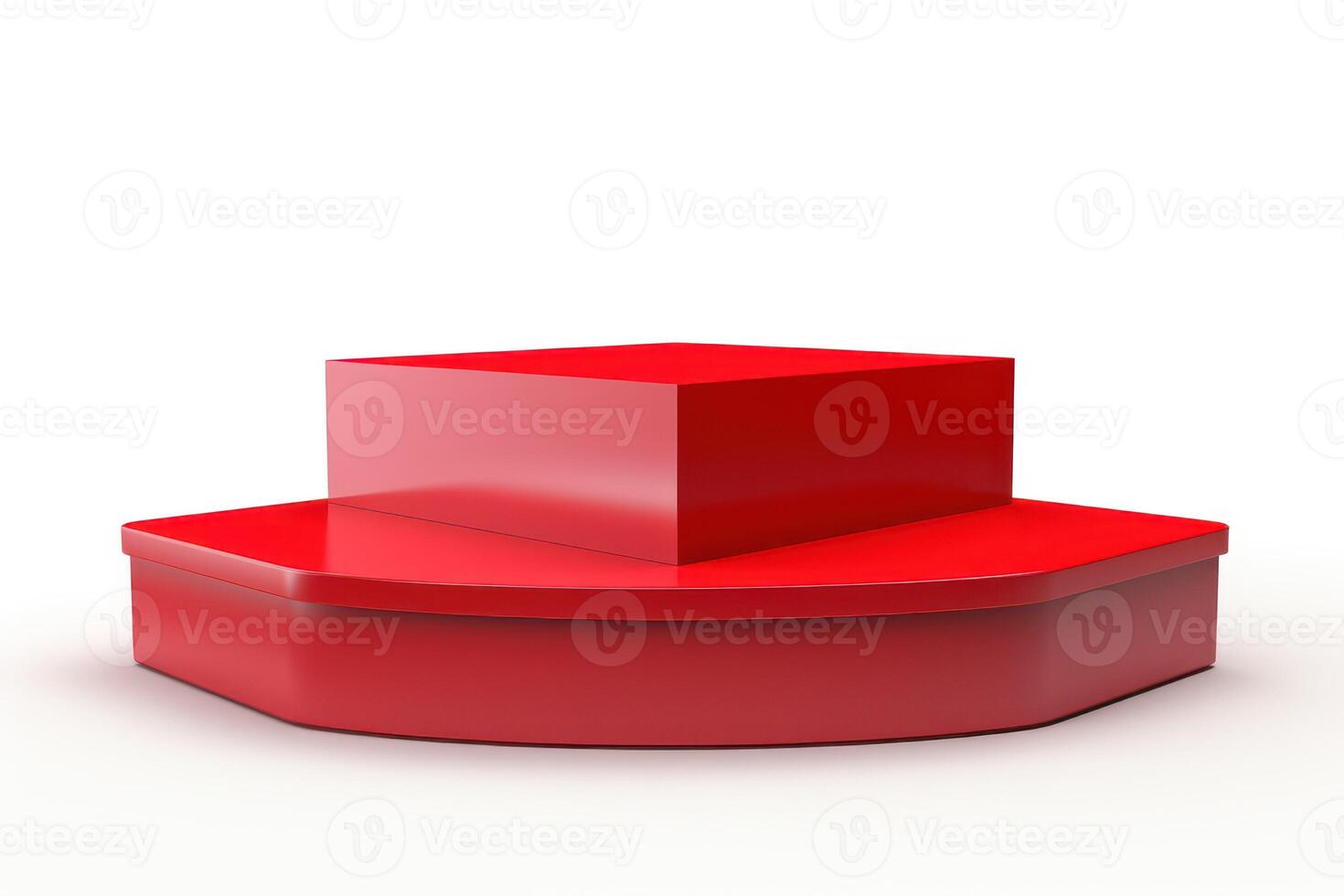 AI generated Red podium on a white background photo