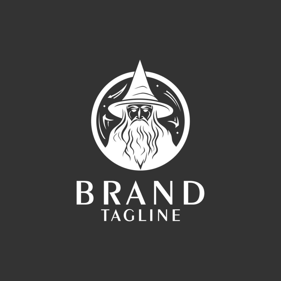 AI generated Wizard logo design illustration vector template, witch wizard logo