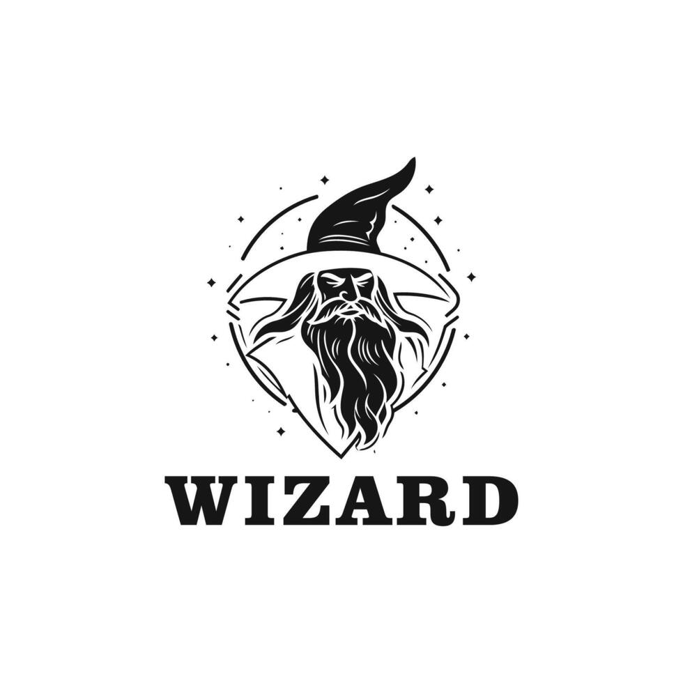 AI generated Wizard logo design illustration vector template, witch wizard logo