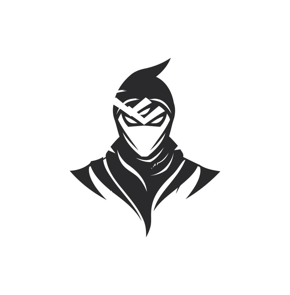 AI generated Ninja warrior logo vector black and white ninja character logo design