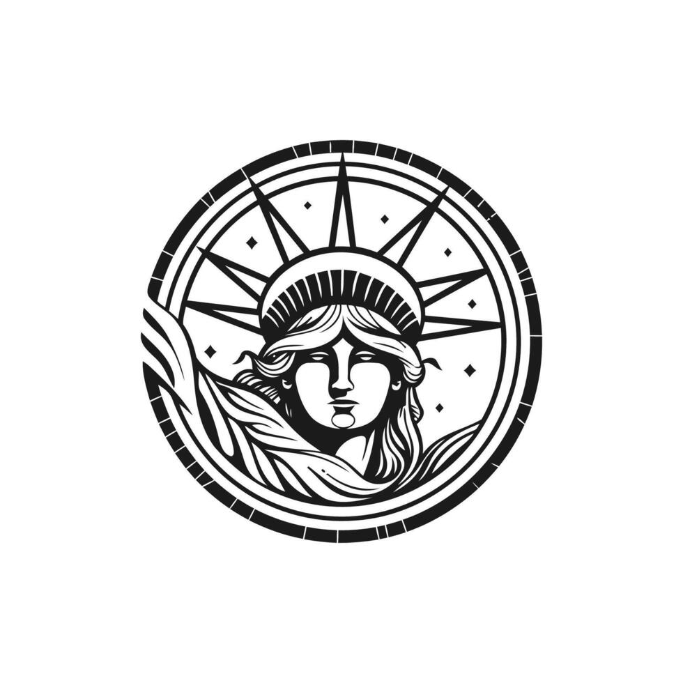 AI generated New York Statue of Liberty American Symbol.face freedom drawing art logo design template illustration vector