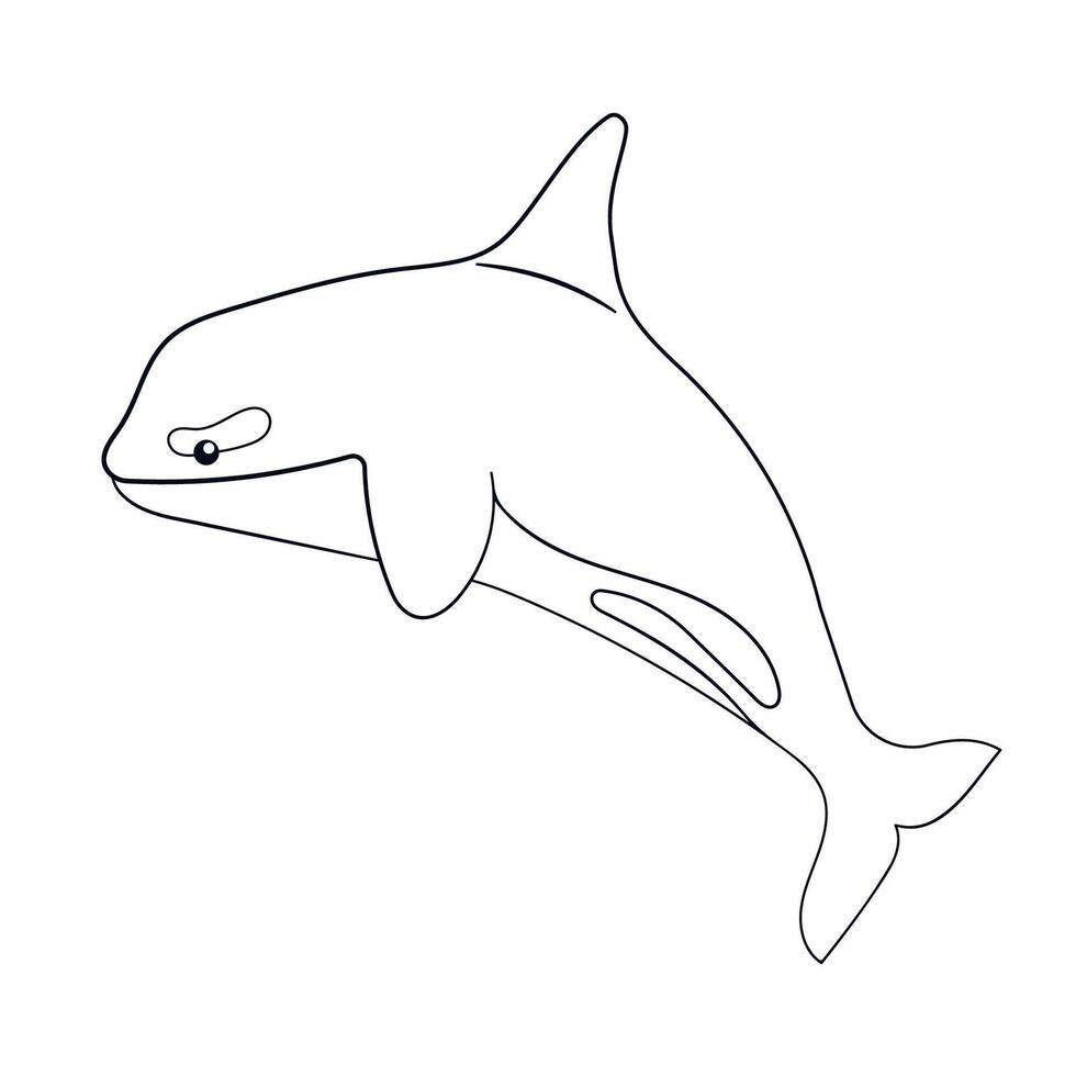 Killer whale logo in line art style. Undersea animal shape. Vector illustration isolated on a white background.