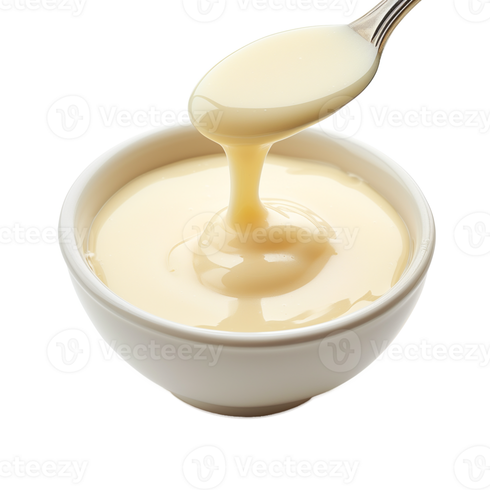 AI generated A bowl of condensed milk isolated on a transparent background png