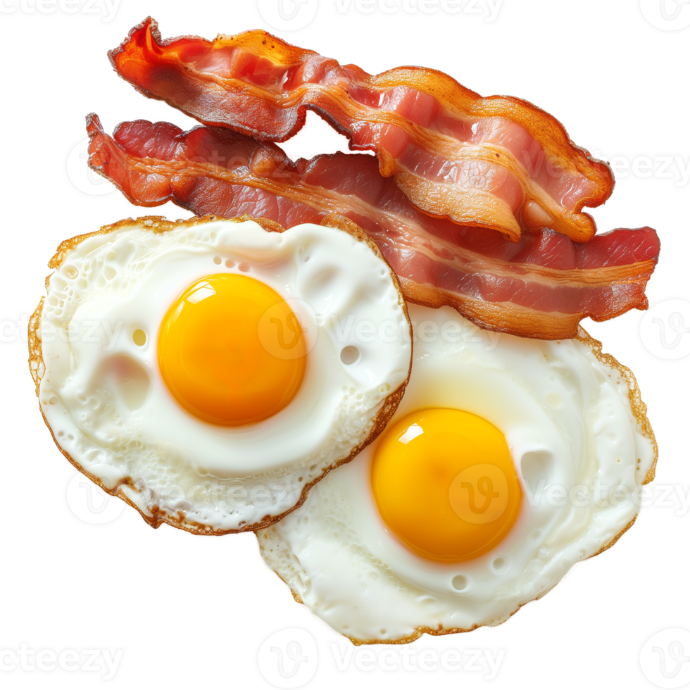 AI generated fried eggs and bacon isolated on transparent background
