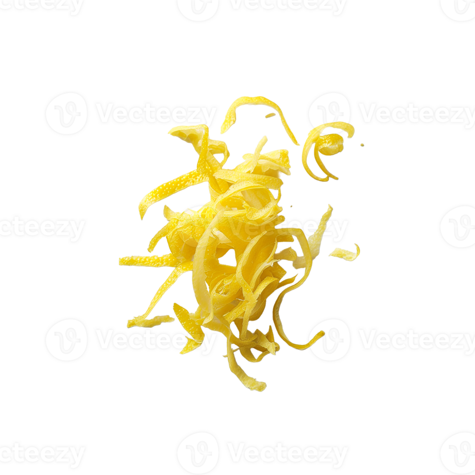 AI generated minimalistic Lemon zest isolated on a transparent background photorealism food photography png