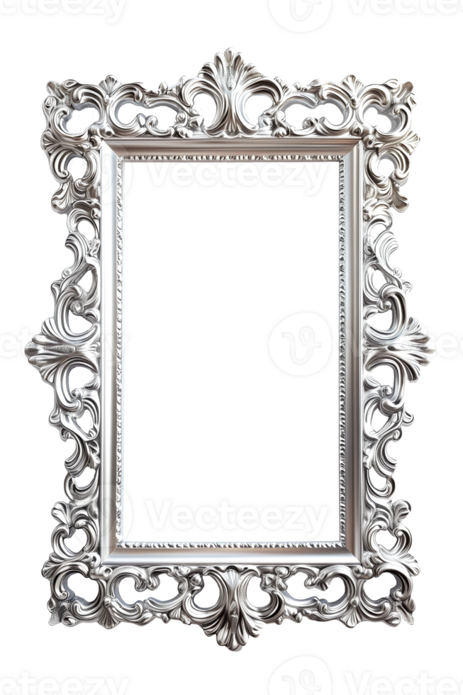 AI generated Vertical silver frame on a transparent background png